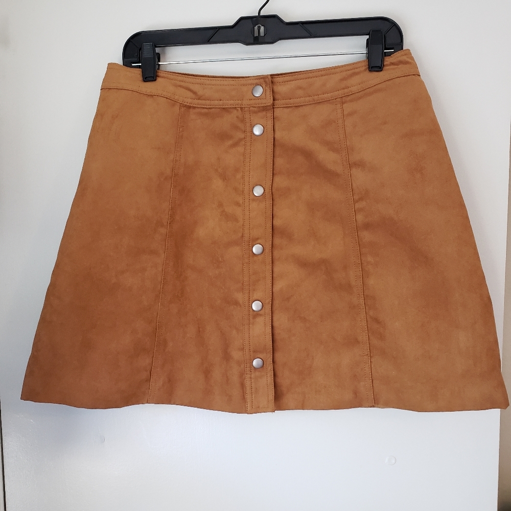 H&M Divided Skirt Brown Faux Suede Size 10 NWT